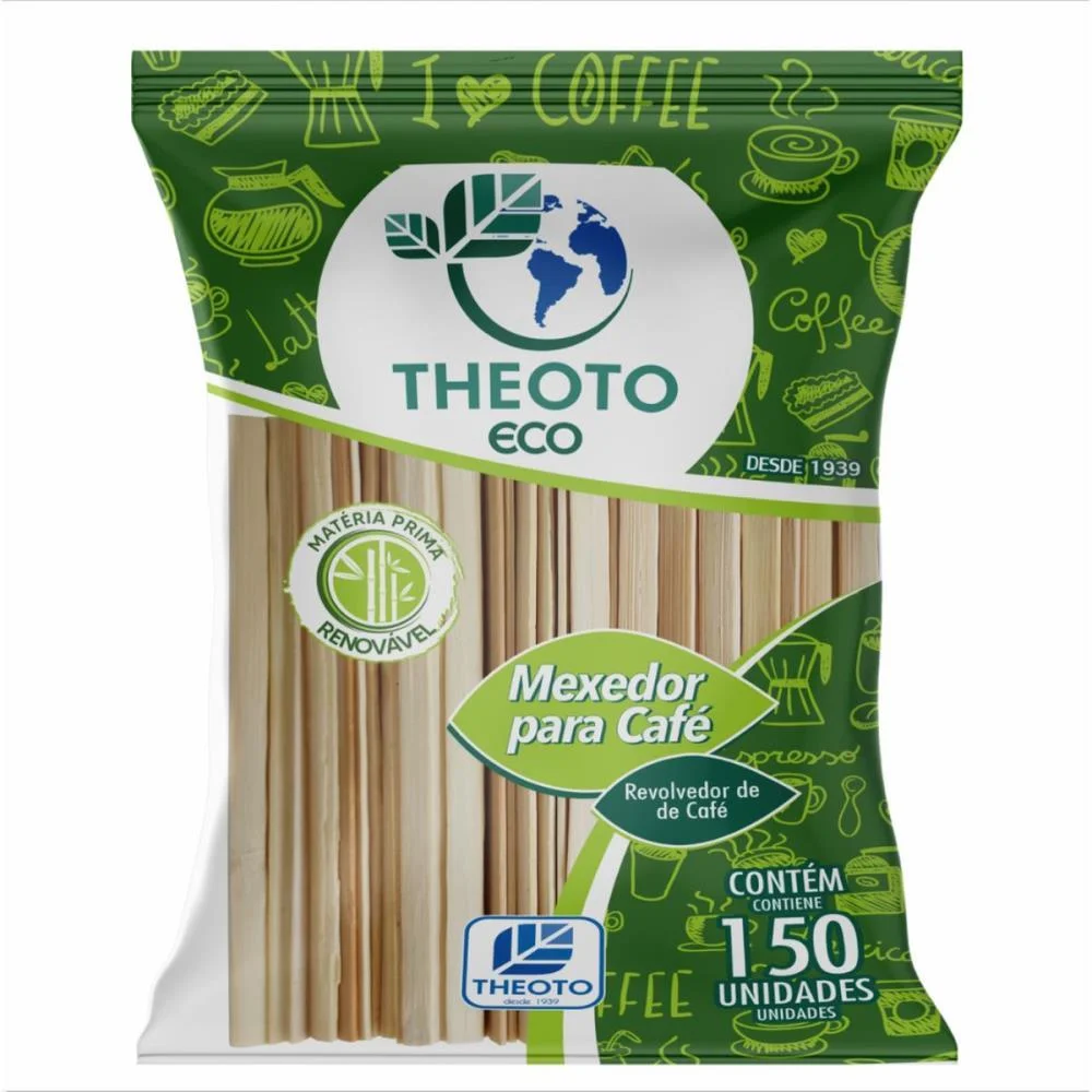 Palheta Descartavel Mexedor De Cafe Bambu Theoto C/ 150 Unidades - imagem 2