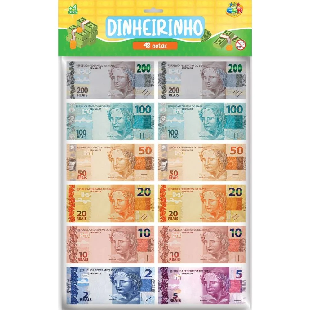 Brinquedo Diverso Dinheirinho Infantil 48 Notas Ggb Plast - imagem 6