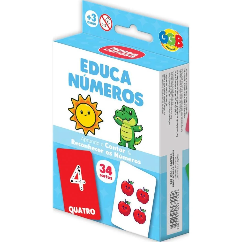 Jogo De Cartas Educa Numeros 34 Cartas Ggb Plast - imagem 4