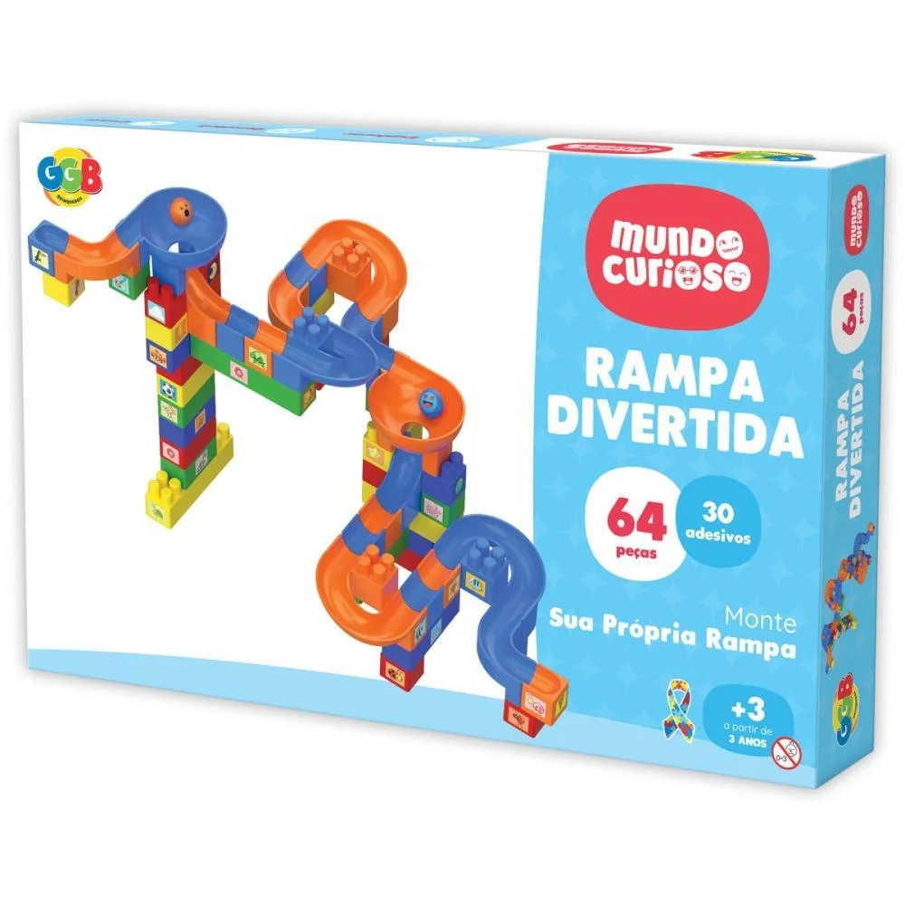 Brinquedo Para Montar Rampa Divertida 64Pcs+30Adesiv Ggb Plast - imagem 4