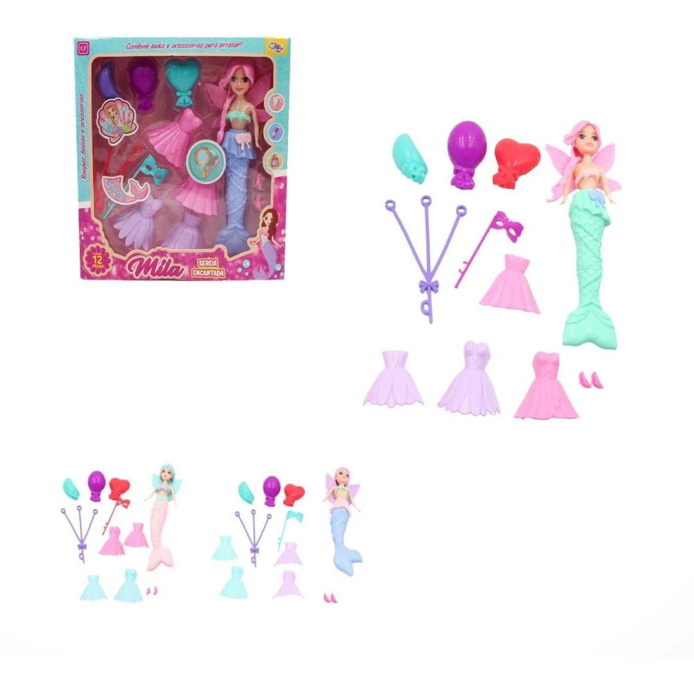 Boneca Mila Sereia Encantada 12Pcs (S Wellmix - imagem 3