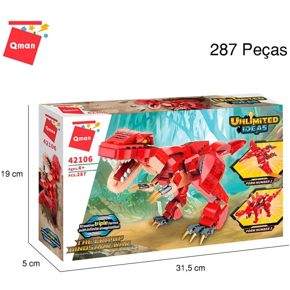 Brinquedo Para Montar Combo Dinossauros 287Pcs Vm. Keepplay - imagem 6
