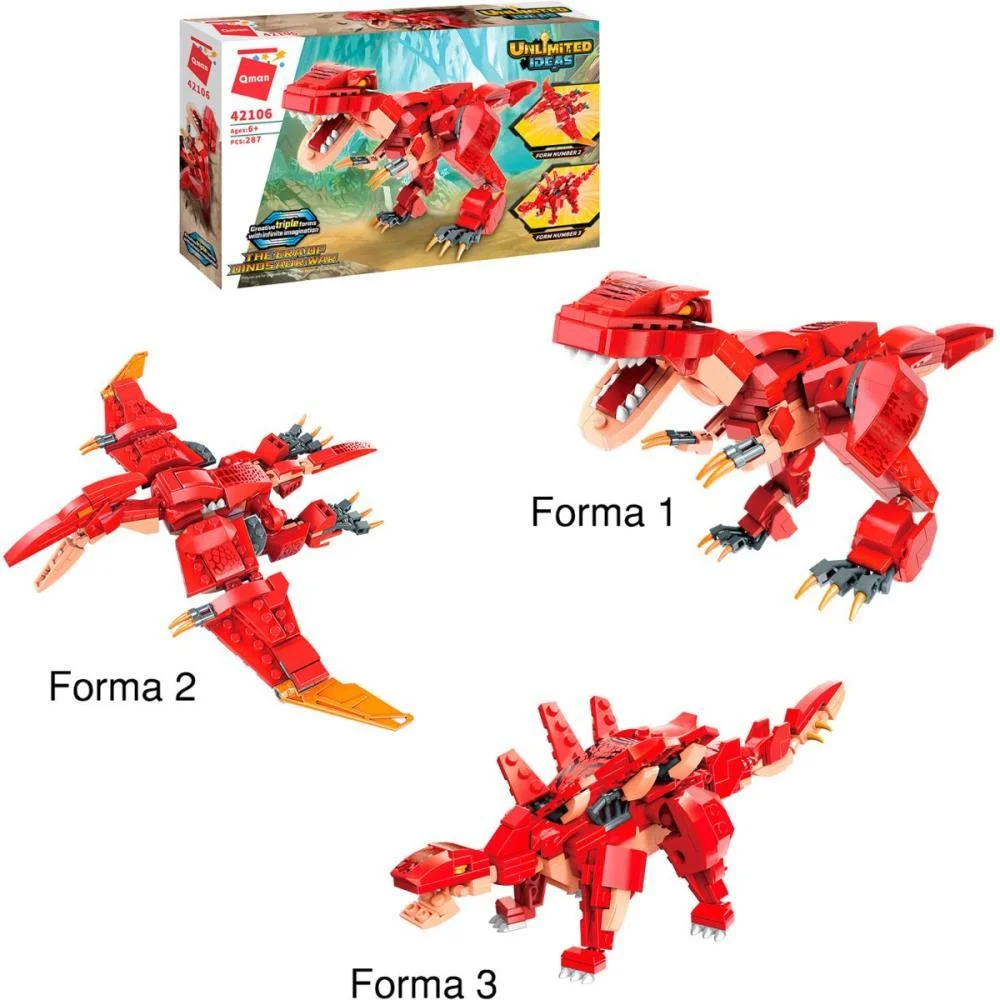 Brinquedo Para Montar Combo Dinossauros 287Pcs Vm. Keepplay - imagem 7