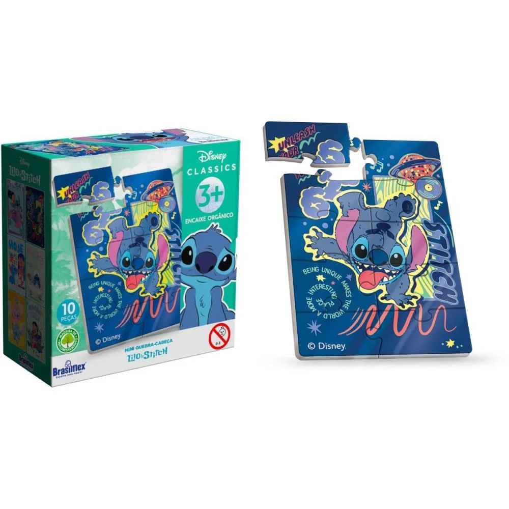 Quebra-Cabeca Madeira Stitch Mini 10 Pecas Brasilflex C/ 6 Unidades - imagem 3