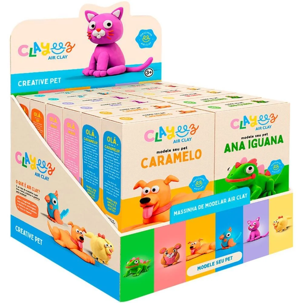 Massa Para Modelar Criativa Clayeez Creative Pets 38G (S) Doce Brinquedo C/ 12 Unidades - imagem 2