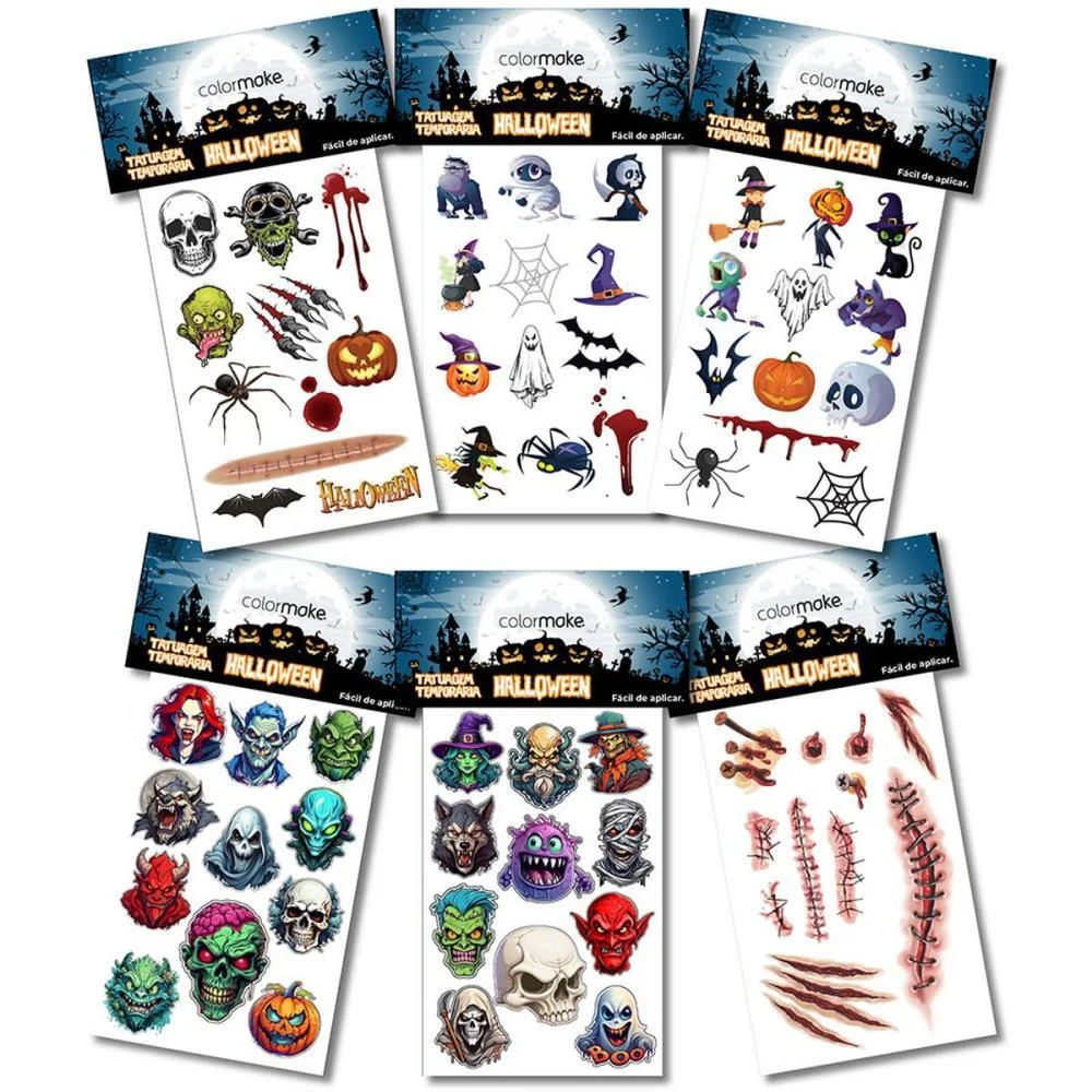 Tatuagens Hallowen Temporarias C/12Un(S) Colormake (Pct.c/12) - imagem 3