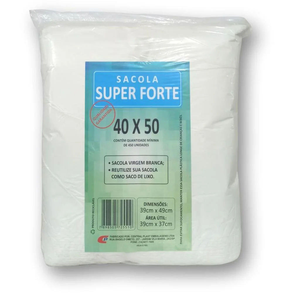 Sacola Plastica 40X50 C/350 Unidades Reforcada Central Plast (Pacote) - imagem 2