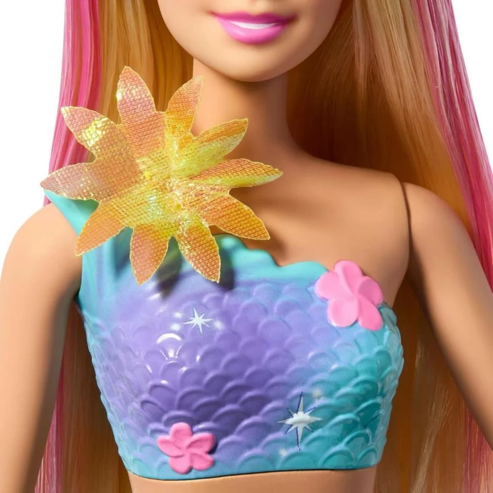 Barbie Fantasy Sereia Flores Magicas Loira Mattel - imagem 4
