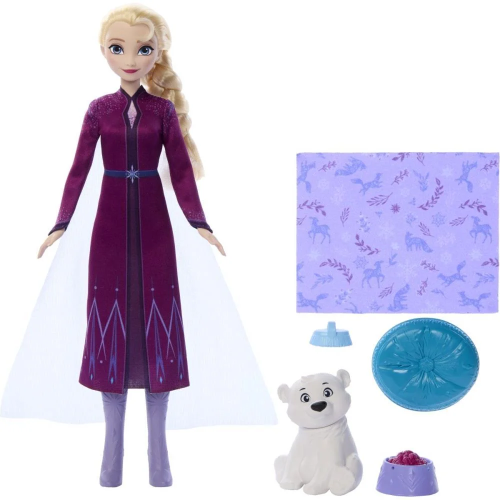 Boneca Disney Frozen Elsa Com Bebe Urso Mattel - imagem 3
