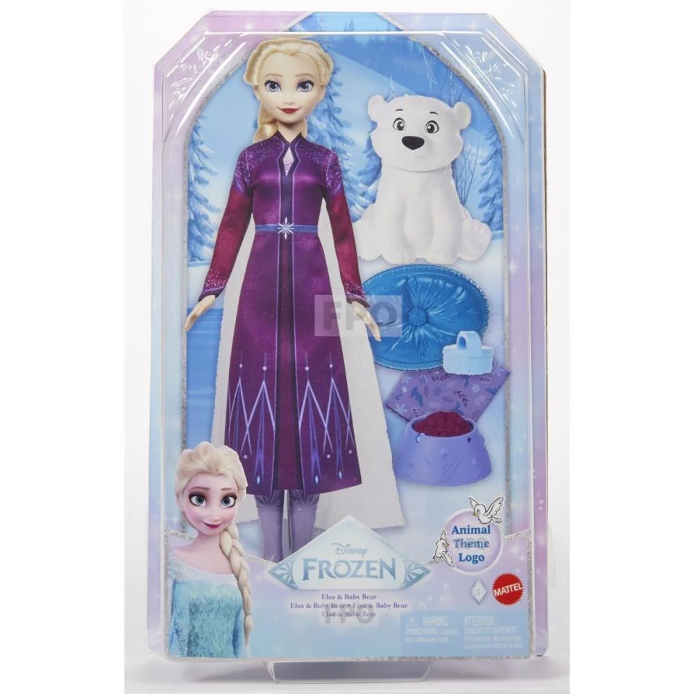 Boneca Disney Frozen Elsa Com Bebe Urso Mattel - imagem 8