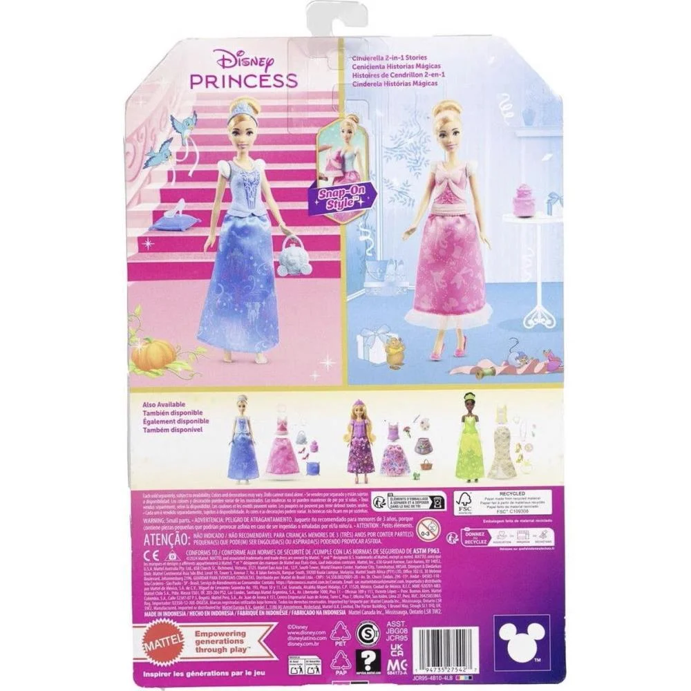 Boneca Disney Princesa Cinderela Fashio 2Em1 Mattel - imagem 13