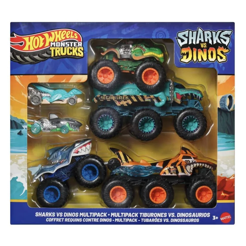 Hot Wheels Monster Trucks Sharks Vs.dinos 1:64 6-Pack (S Mattel - imagem 8