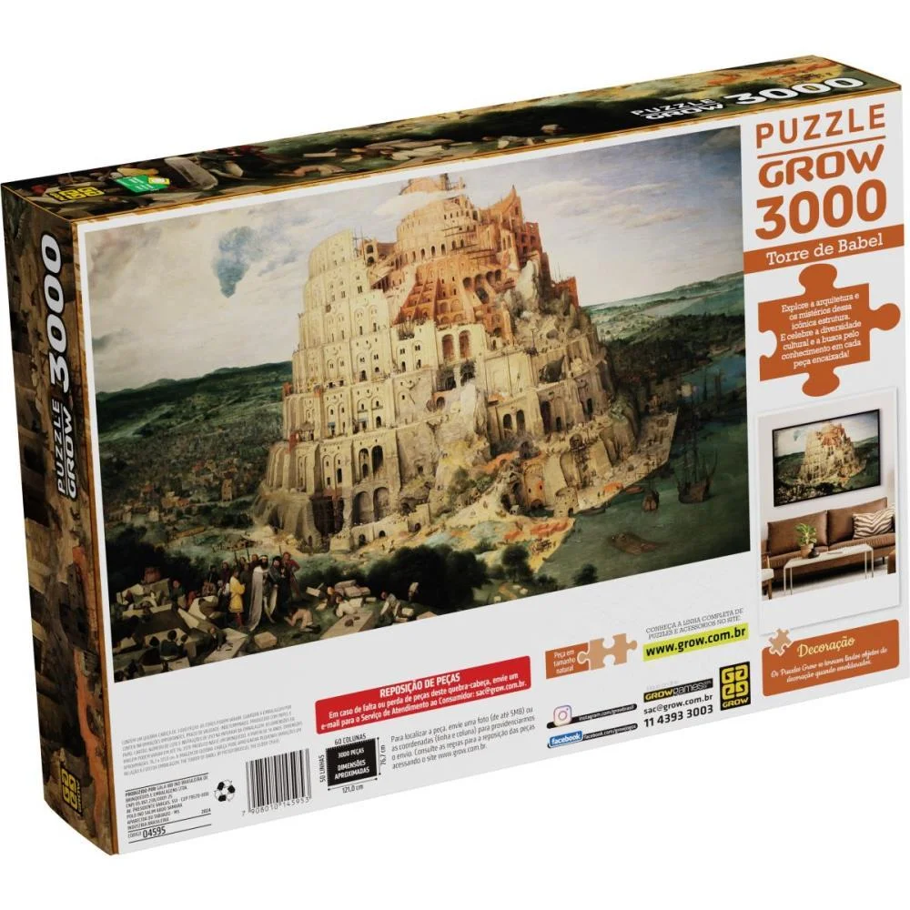 Quebra-Cabeca Cartonado Torre De Babel 3000 Pecas Grow - imagem 4