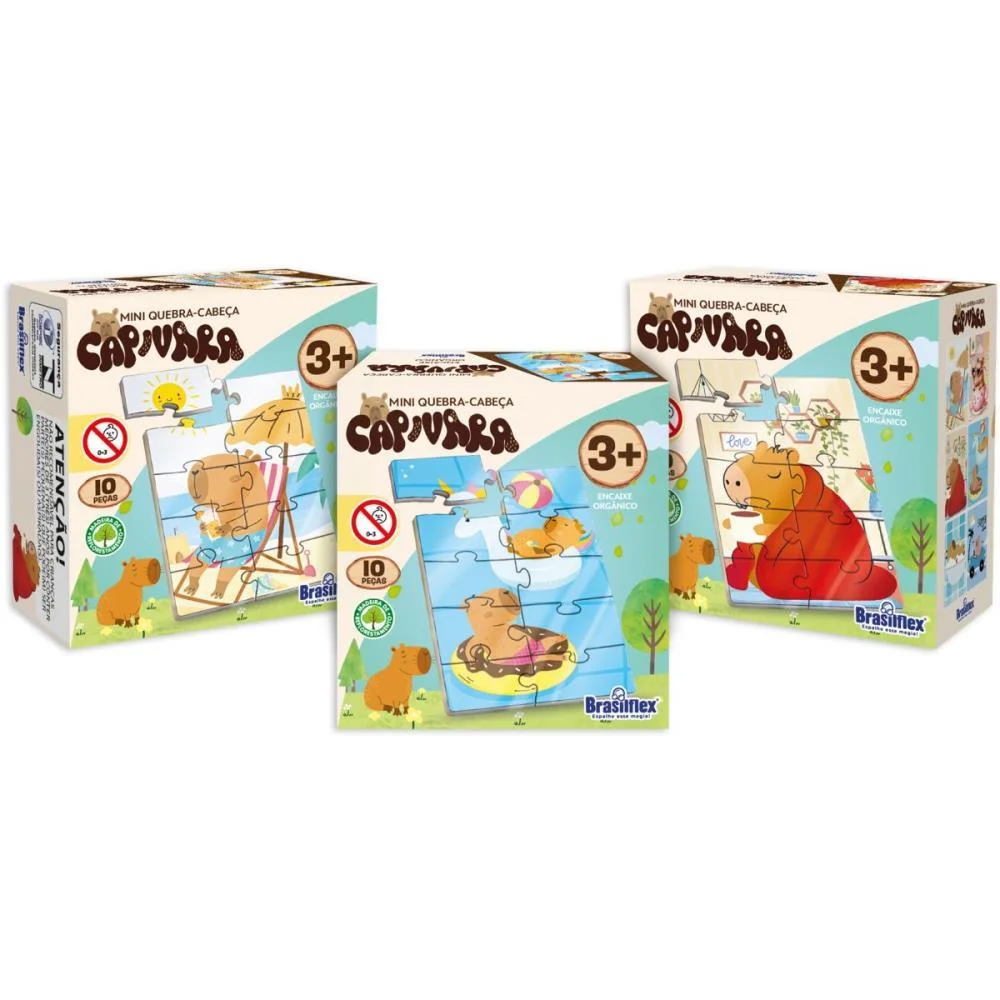 Quebra-Cabeca Madeira Capivara Mini 10 Pecas Brasilflex C/ 6 Unidades - imagem 3