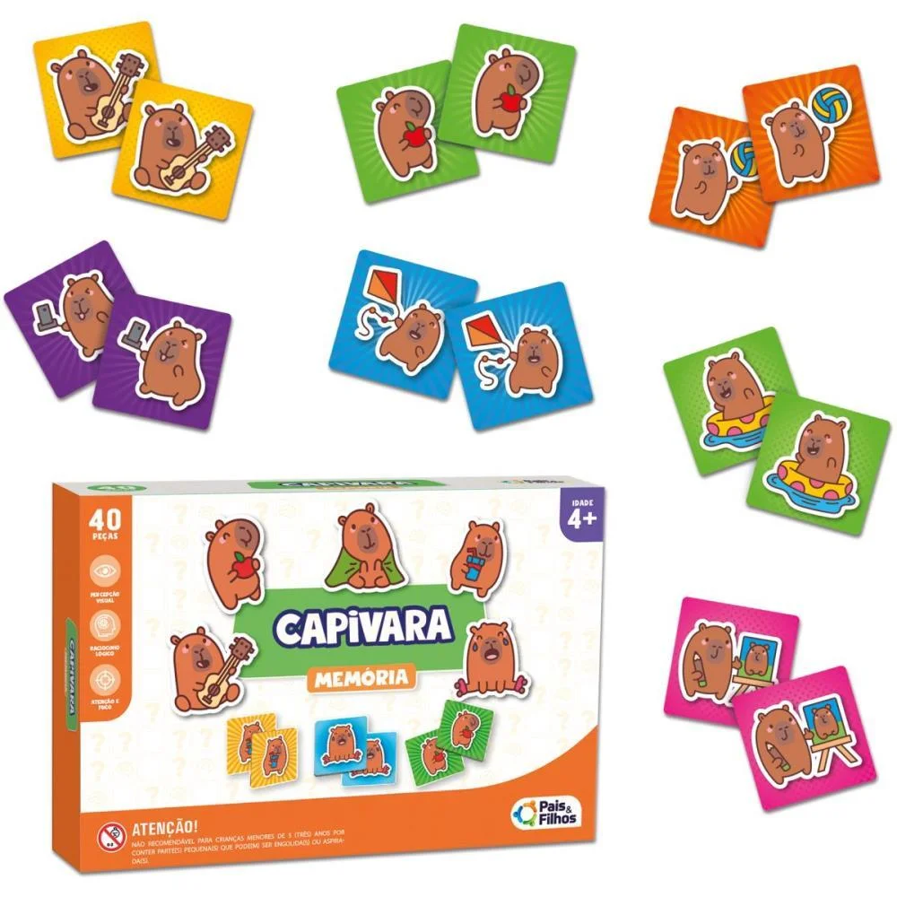Jogo Da Memoria Capivara 40 Pecas Pais E Filhos - imagem 3