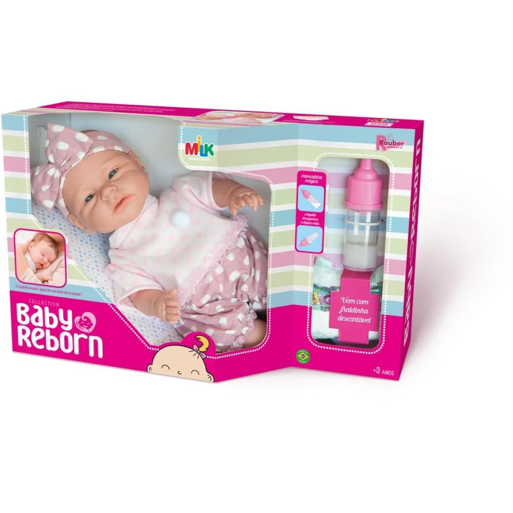 Boneca Bebe Reborn 34Cm C/Acessorios Milk - imagem 4