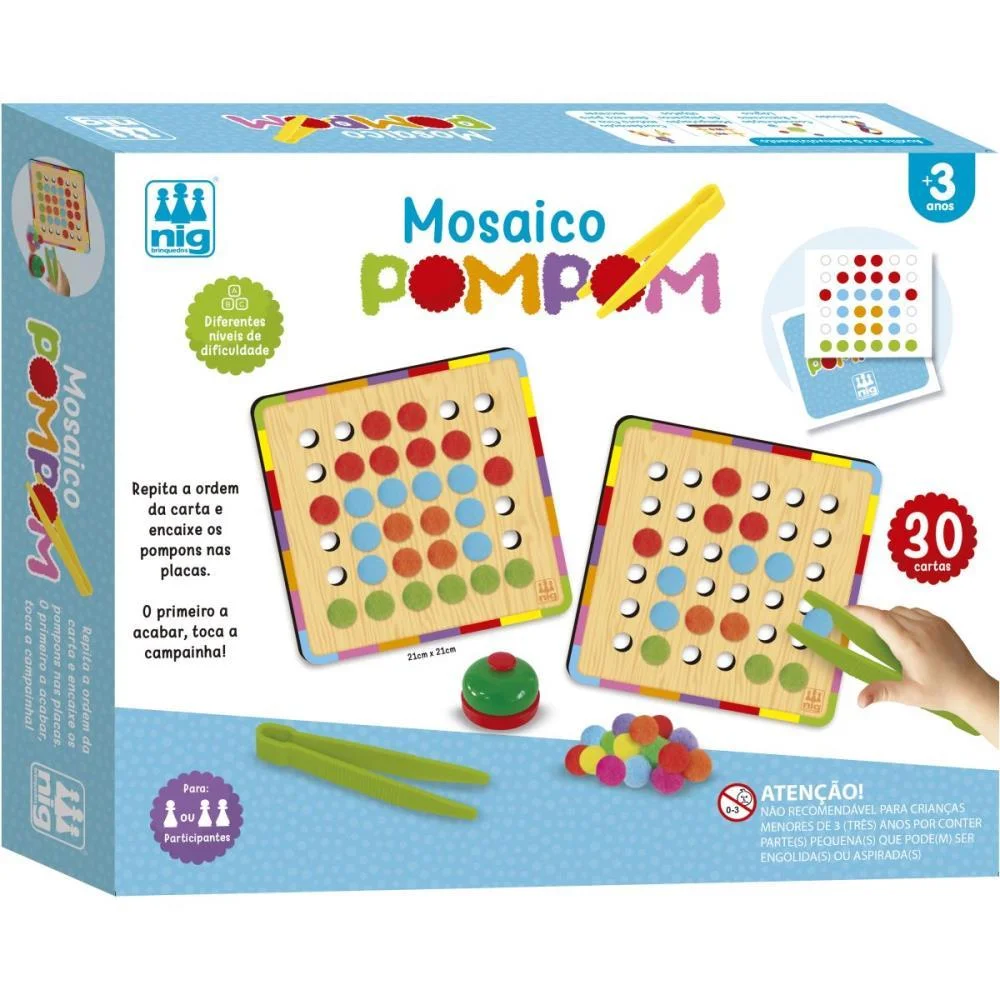 Brinquedo Educativo Mosaico Pompom Nig Brinquedos - imagem 5