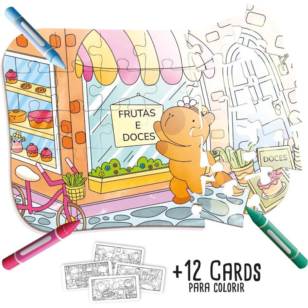 Quebra-Cabeca Madeira Capivara Para Colorir 30Pcs Brinc. De Crianca - imagem 3
