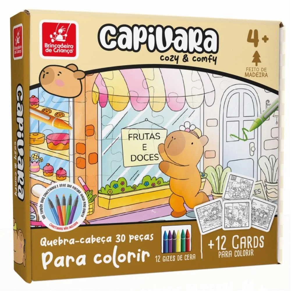 Quebra-Cabeca Madeira Capivara Para Colorir 30Pcs Brinc. De Crianca - imagem 4