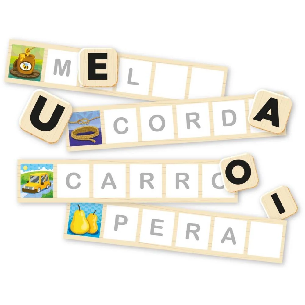 Brinquedo Pedagogico Madeira Montando Palavras Brinc. De Crianca - imagem 3