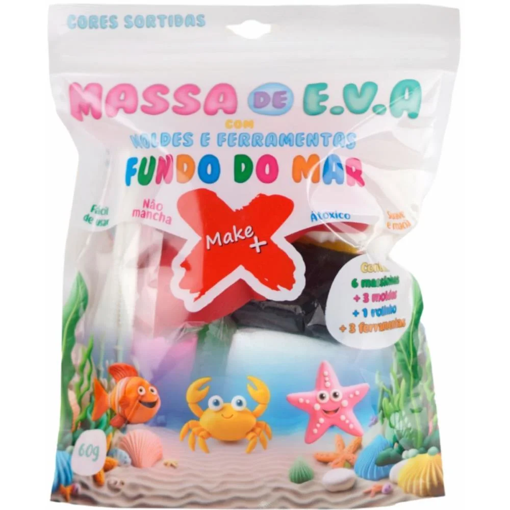 Massa De Eva Criativa Fundo Do Mar C/Molde 60G Make+ (Pacote) - imagem 2