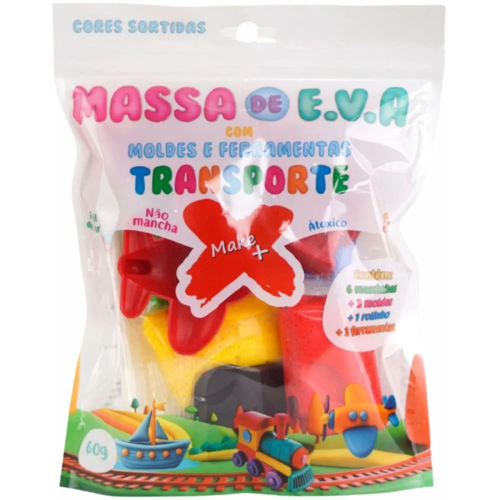Massa De Eva Criativa Transporte C/Molde 60G Make+ (Pacote) - imagem 2