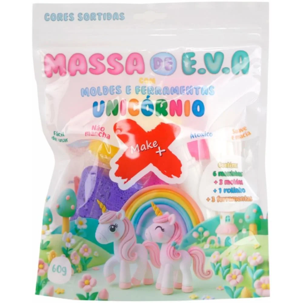 Massa De Eva Criativa Unicornio C/Molde 60G Make+ (Pacote) - imagem 3