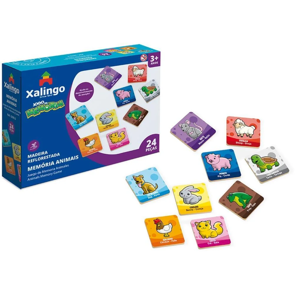 Jogo Da Memoria Animais 24Pcs. Xalingo - imagem 3