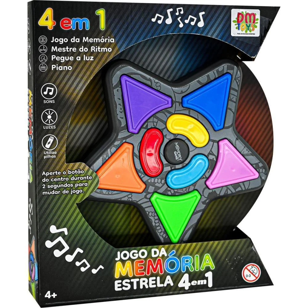 Jogo Da Memoria Estrela 4 Em 1 C/Som E Luz Dm Toys - imagem 3