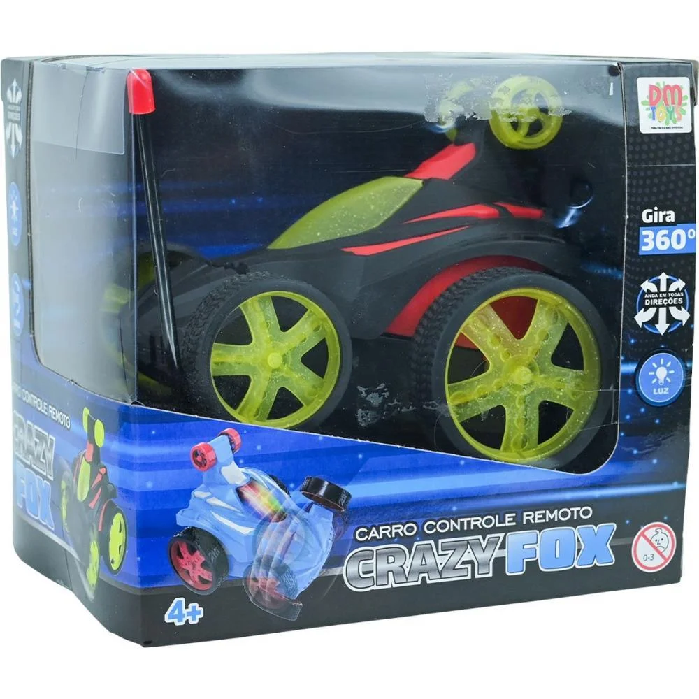 Carrinho Controle Remoto Crazy Fox S/Fio 4Funcoes Dm Toys - imagem 6