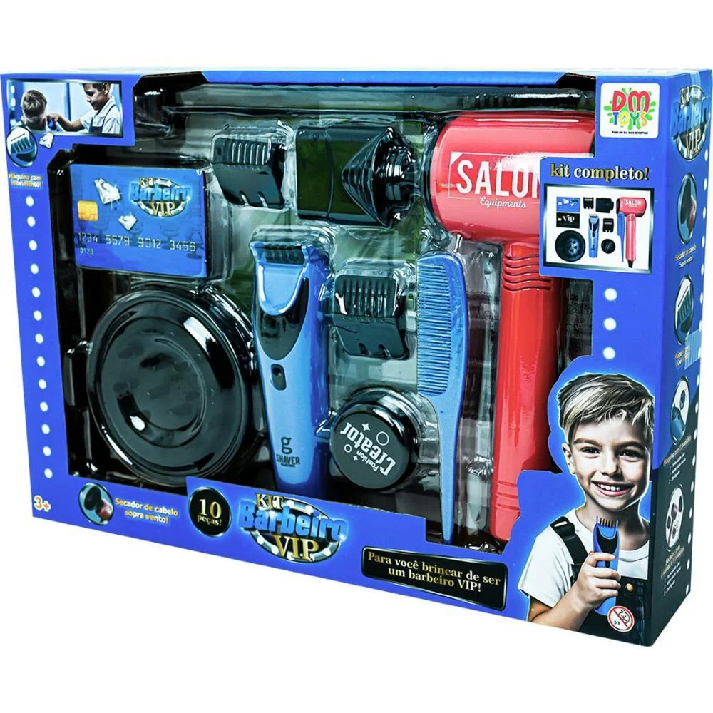 Brincando De Profissoes Kit Barbeiro Vip 10Pecas Dm Toys - imagem 3