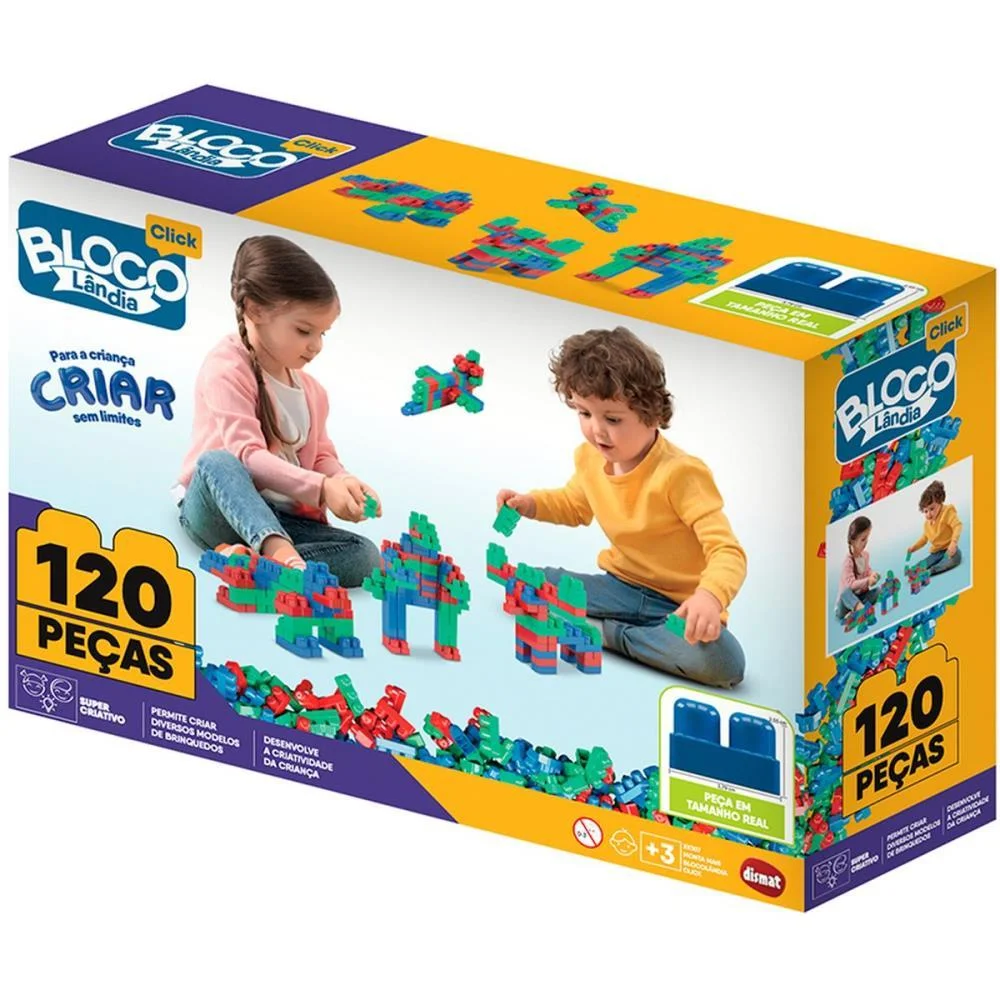 Brinquedo Para Montar Mais Blocolandia Click 120Pcs Dismat - imagem 3