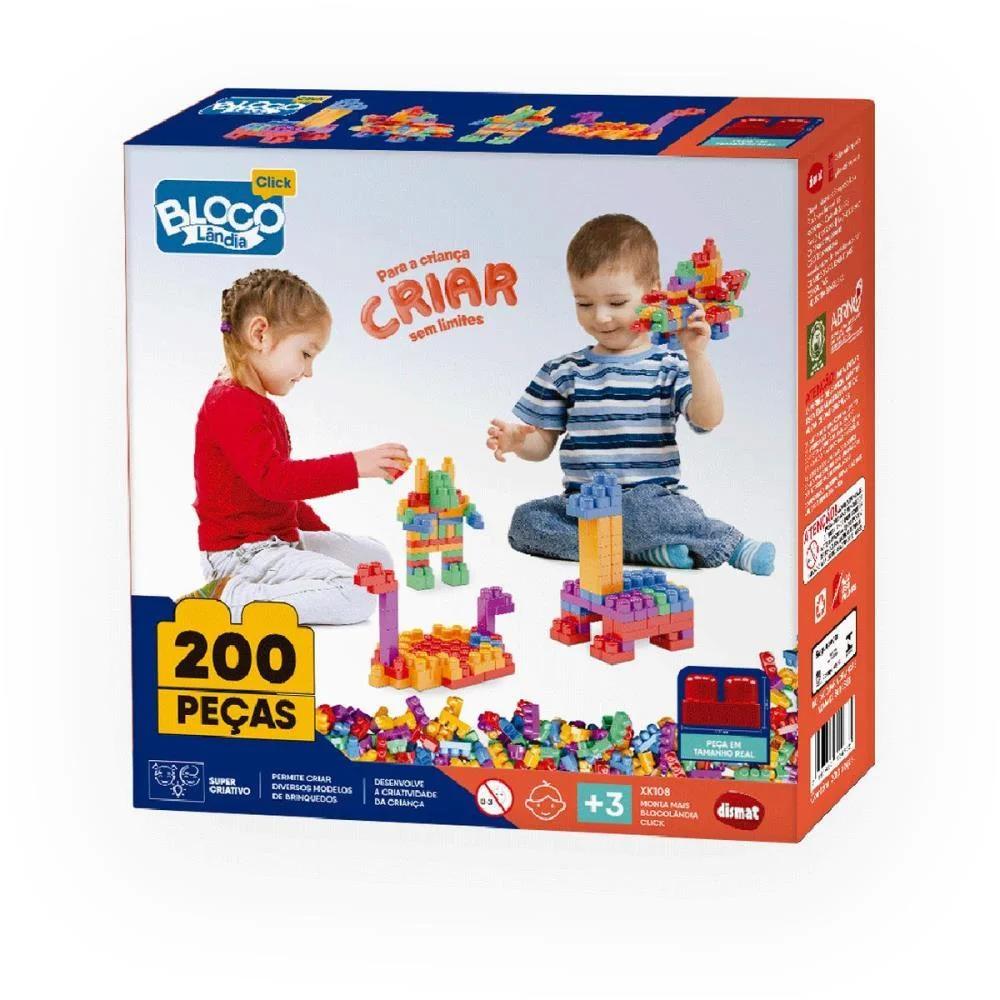 Brinquedo Para Montar Mais Blocolandia Click 200Pcs Dismat - imagem 2