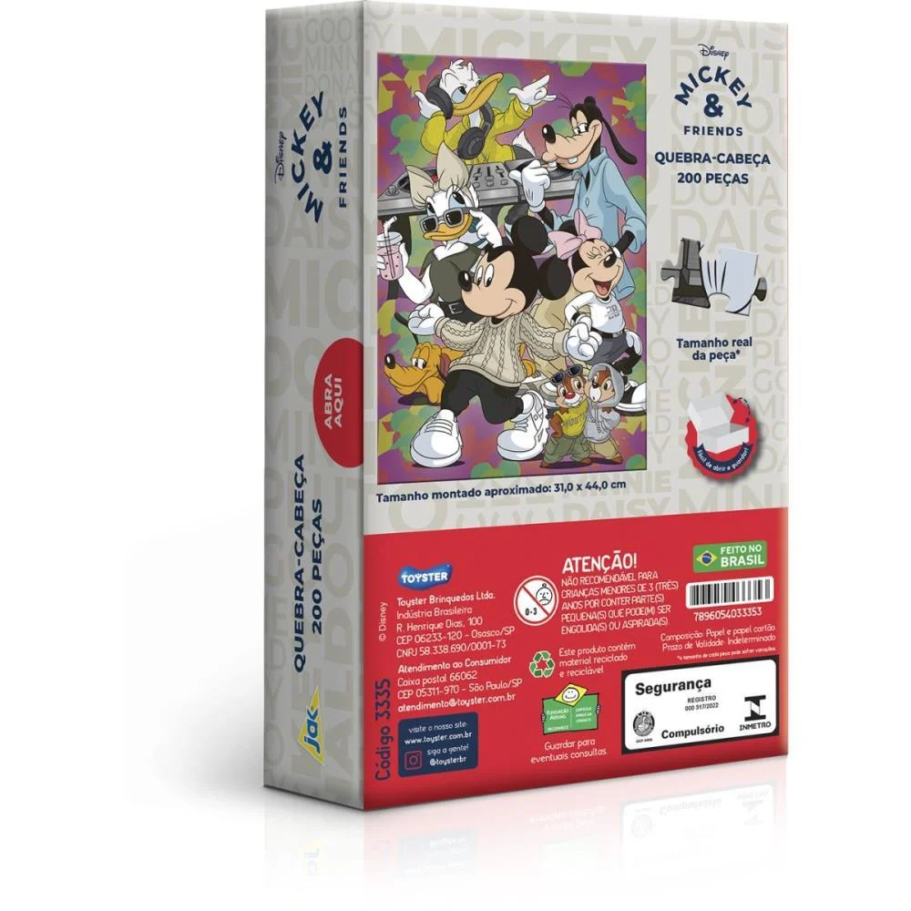 Quebra-Cabeca Cartonado Mickey Real Life 200 Pecas Toyster - imagem 5