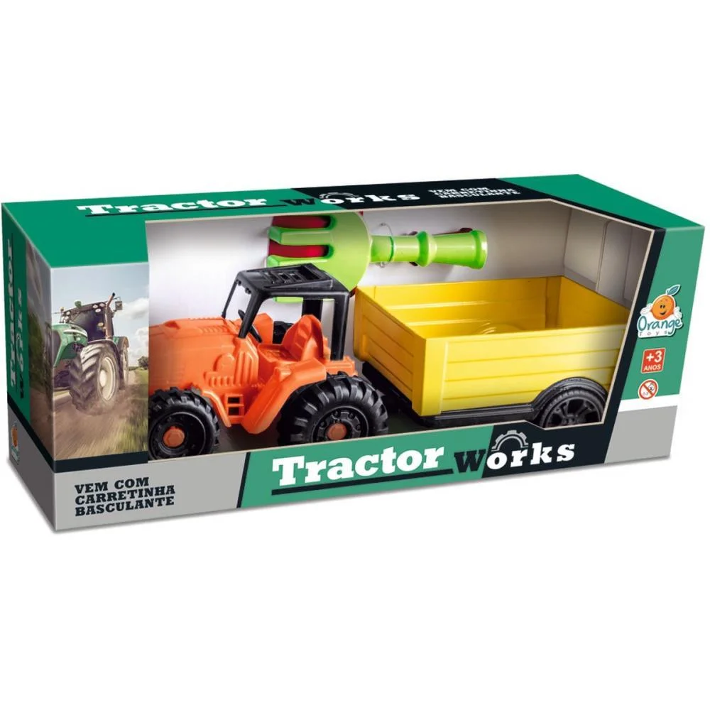 Trator Tractor Works 34Cm (S) Orange Toys - imagem 3
