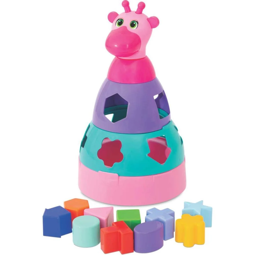 Brinquedo Educativo Girafa Didatica Rosa C/Blocos Merco Toys - imagem 3