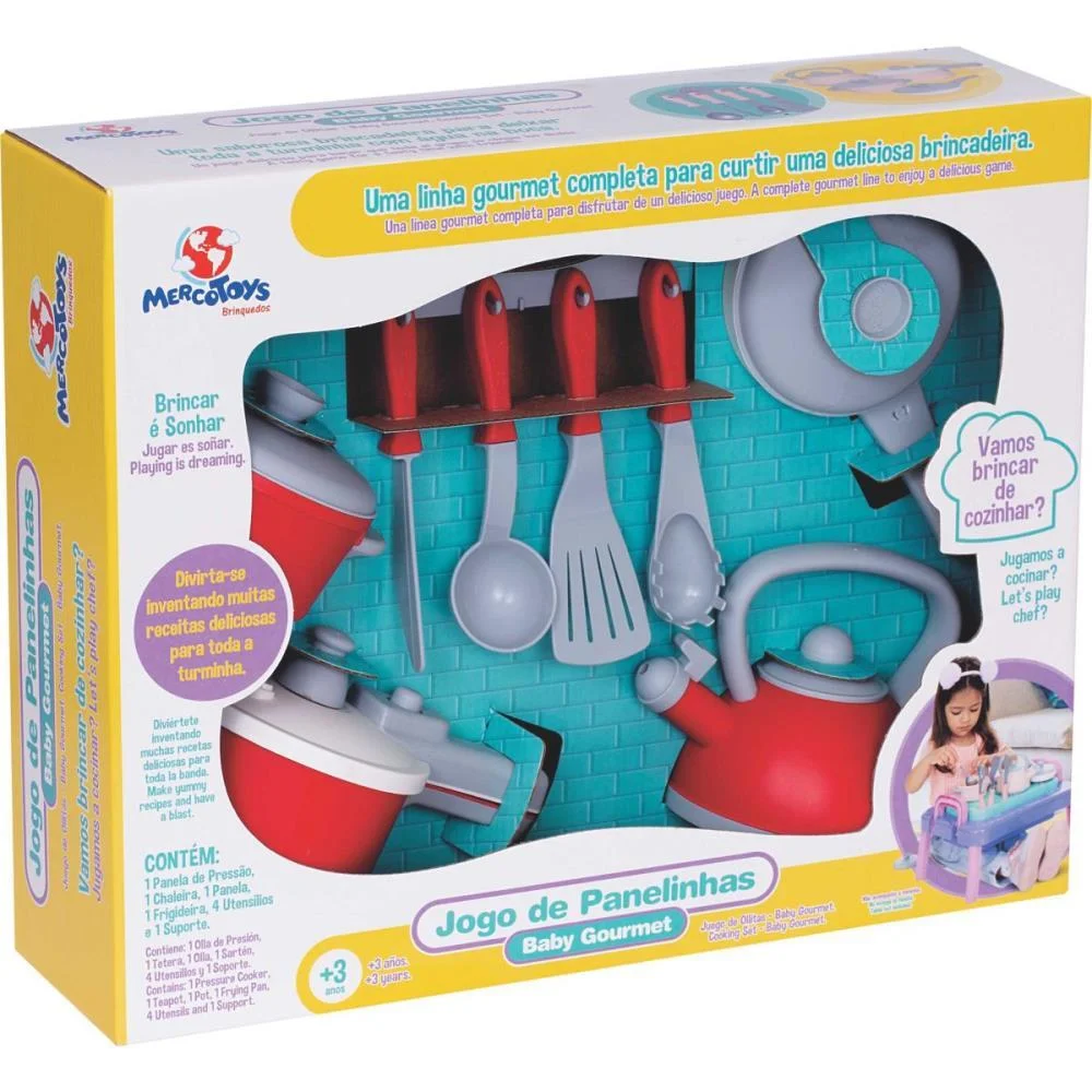 Brincando De Casinha Jogo De Panelinhas Gourmet Vm Merco Toys - imagem 5
