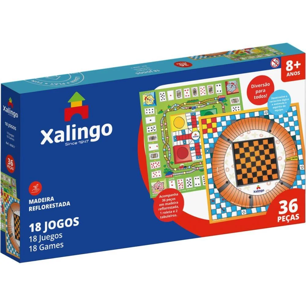 Jogo De Tabuleiro 18 Jogos Xalingo - imagem 7