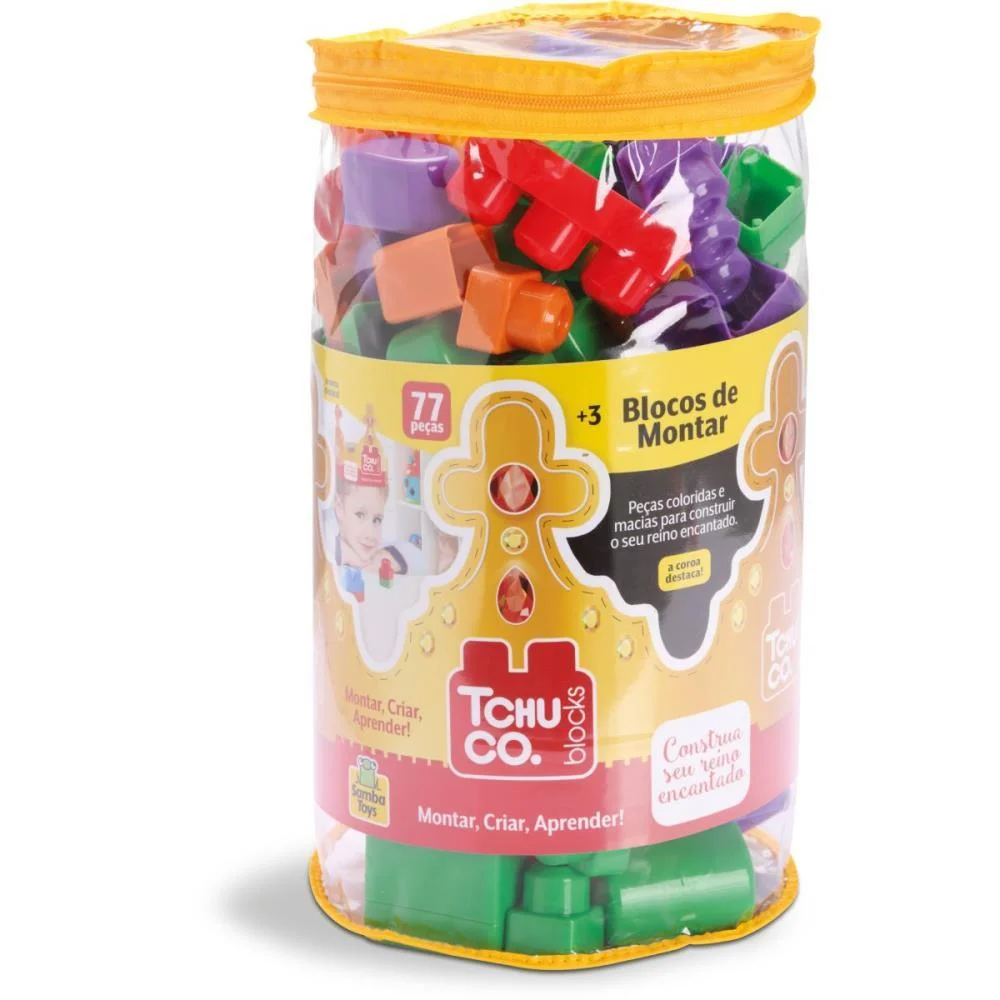 Brinquedo Para Montar Tchuco Blocks 77Pcs C/Bolsa Samba Toys - imagem 3