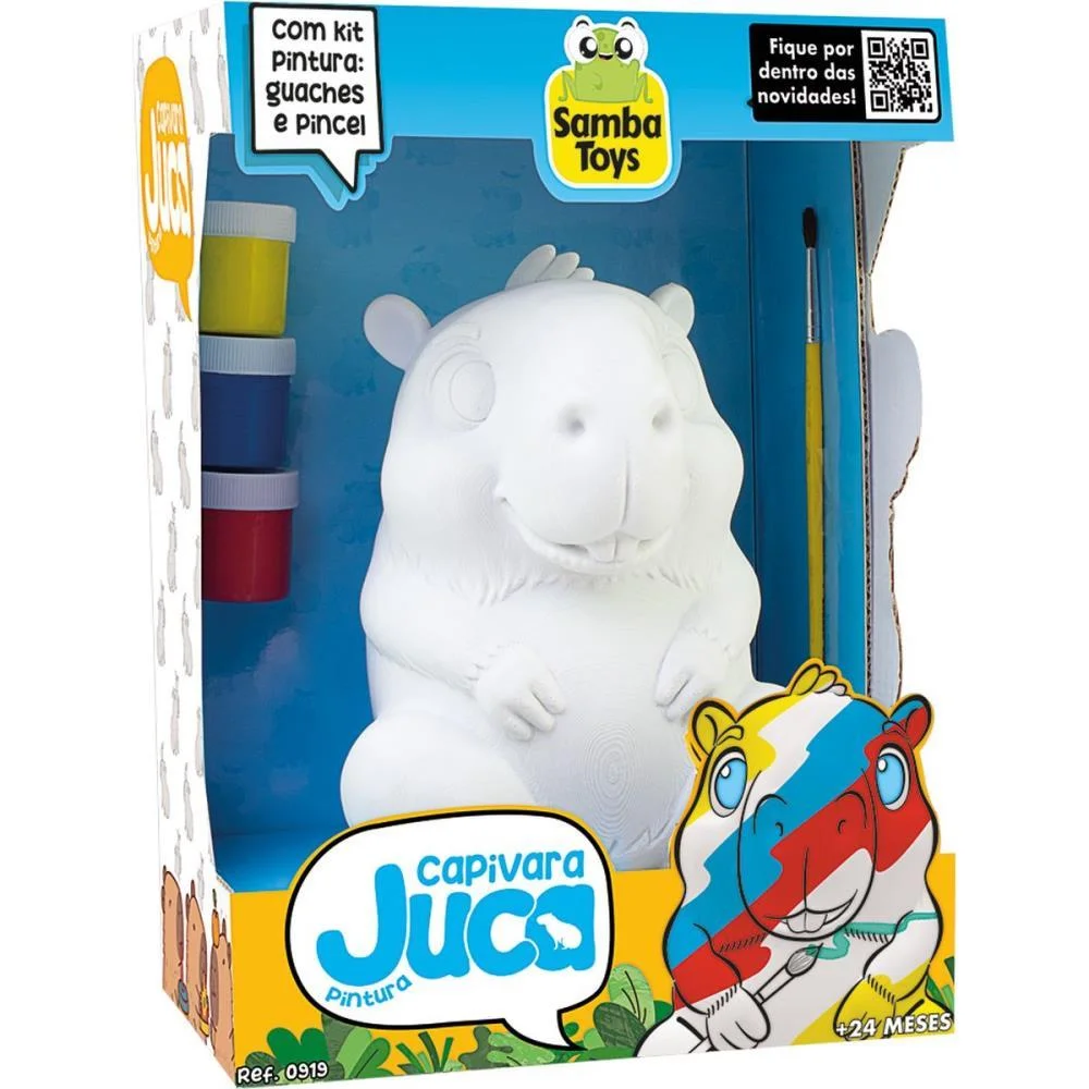 Brinquedo Para Colorir Capivara 16Cm Pintura C/Guache Samba Toys - imagem 4