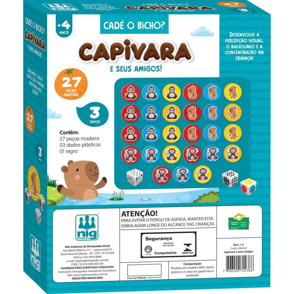 Brinquedo Educativo Capivara Cade O Bicho 27 Pecas Nig Brinquedos - imagem 4