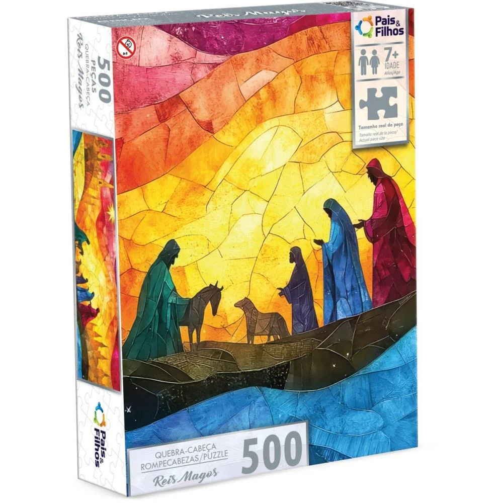 Quebra-Cabeca Cartonado Reis Magos 500 Pecas Pais E Filhos - imagem 2
