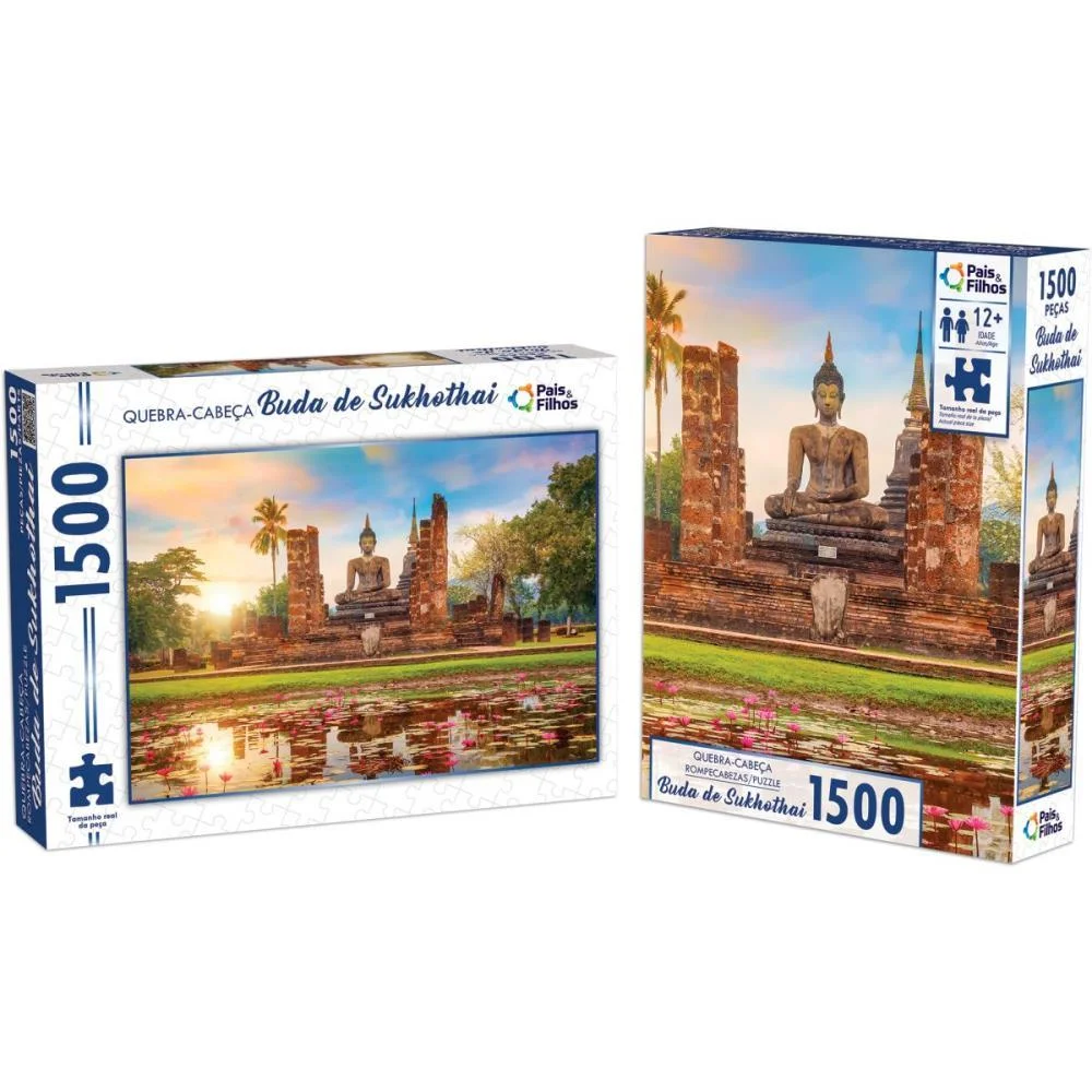 Quebra-Cabeca Cartonado Buda De Sukhothai 1500 Pecas Pais E Filhos - imagem 3
