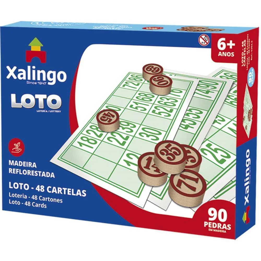 Jogo De Bingo Loto 48 Cartelas C/Pedra Madei Xalingo - imagem 3