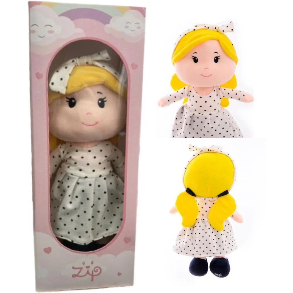 Boneca De Pelucia Clara Loira 35Cm Zip - imagem 6