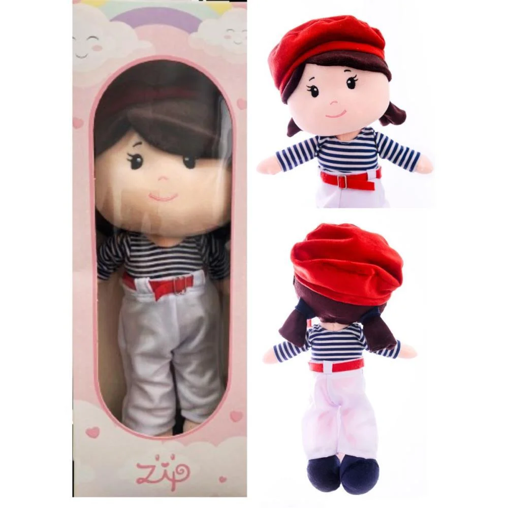 Boneca De Pelucia Maite Boina Vermelha 35Cm Zip - imagem 6