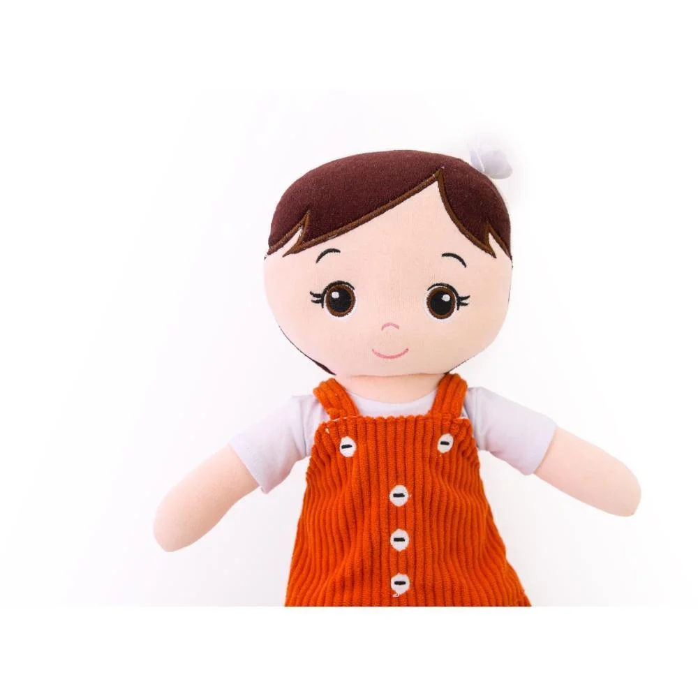 Boneca De Pelucia Nanda Vestido Laranja 35Cm Zip - imagem 3