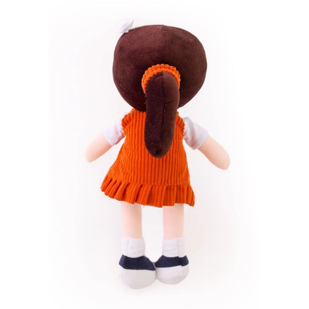 Boneca De Pelucia Nanda Vestido Laranja 35Cm Zip - imagem 4