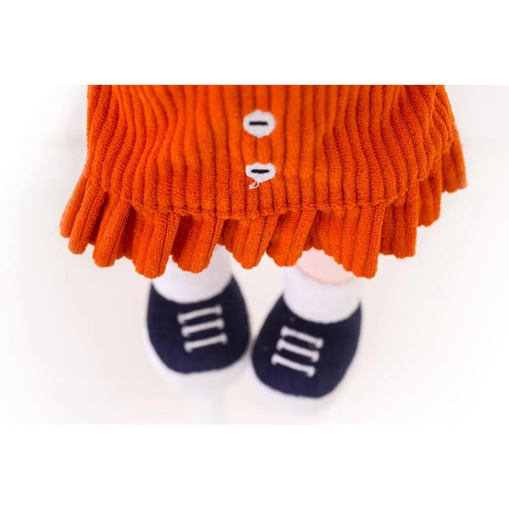 Boneca De Pelucia Nanda Vestido Laranja 35Cm Zip - imagem 5