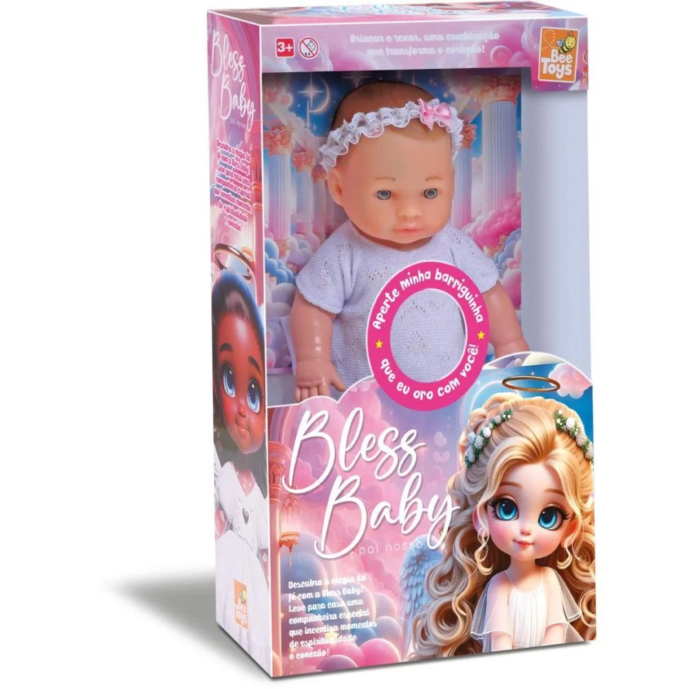 Boneca Com Mecanismo Bless Baby Pai Nosso 32Cm Bee Toys - imagem 3